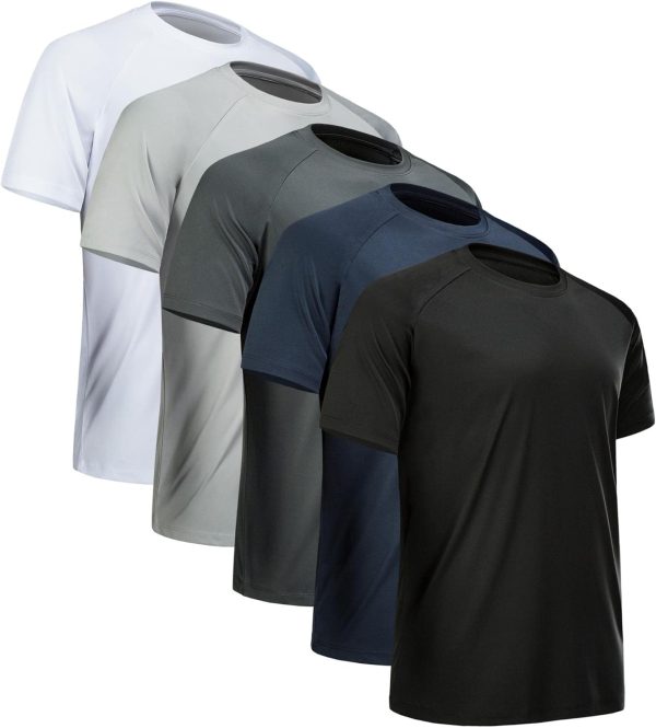 Mens Workout Shirts Quick Dry Performance Short Sleeve Athletic Shirts