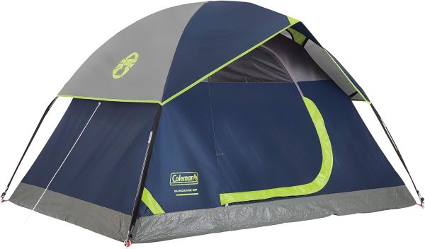 Coleman Sundome Camping Tent with Rainfly, 2/3/4/6 Person Tent Sets Up in 10 Mins, Weatherproof Tent for Camping, Festivals, Backyard, Sleepovers, & More